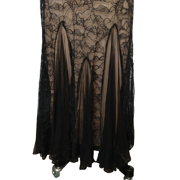 Vintage 90s Y2K Prom Dress Maxi Gown Size M 12 Black Lace Fairy Goth Betsy Adam - Picture 8 of 13